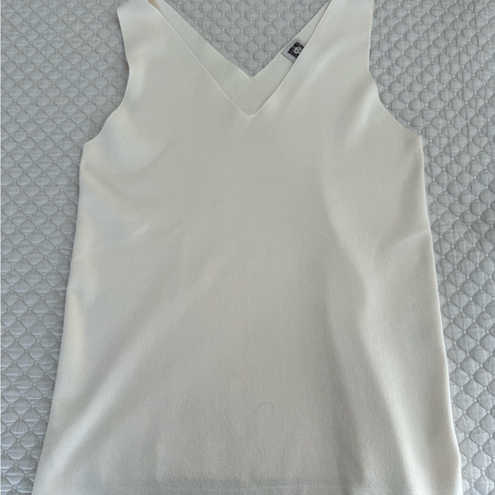 Anne Klein Cream V-Neck Tank Top